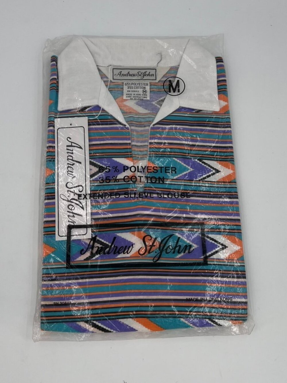 VTG NEW Andrew St John Dolman Sleeve Top Blouse Southwest Aztec Women's Med 90s